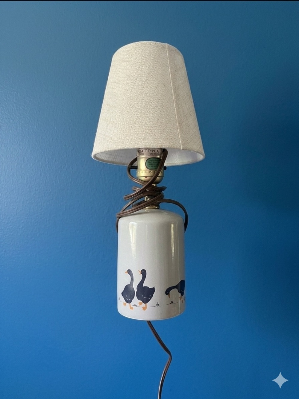 Vintage  Rosenthal Goose Lamp with Linen Shade